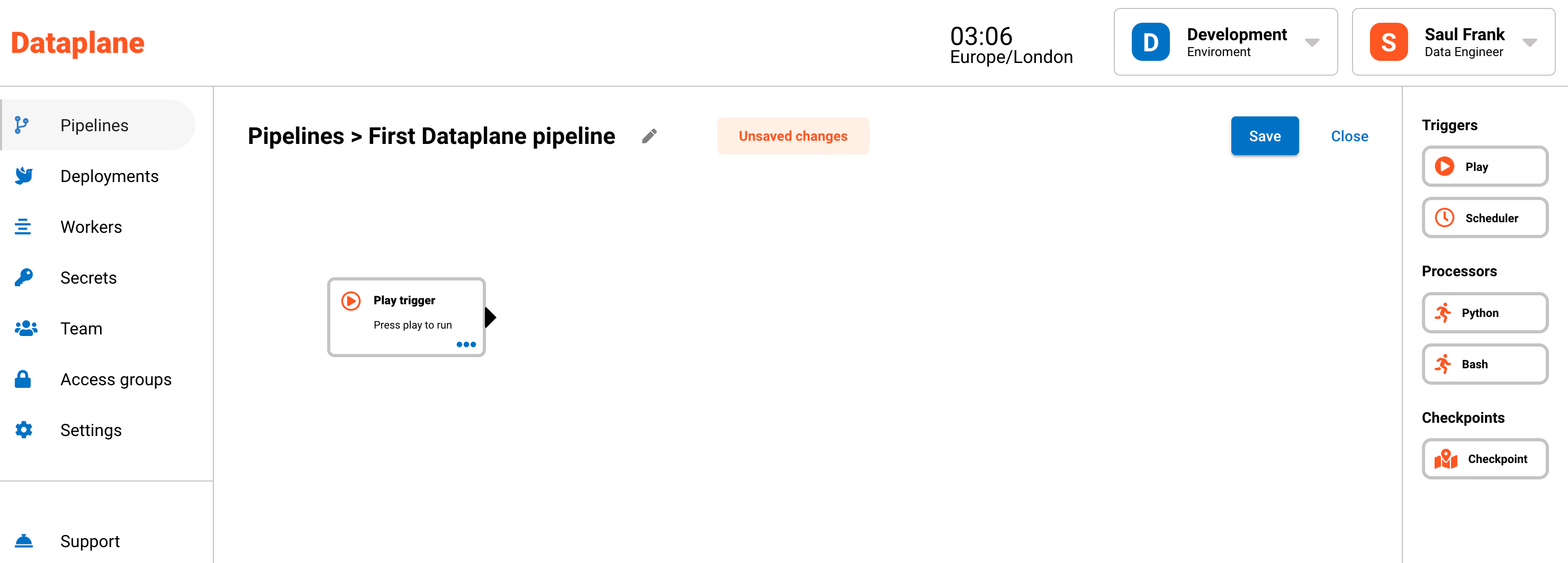 Add play trigger in data pipeline